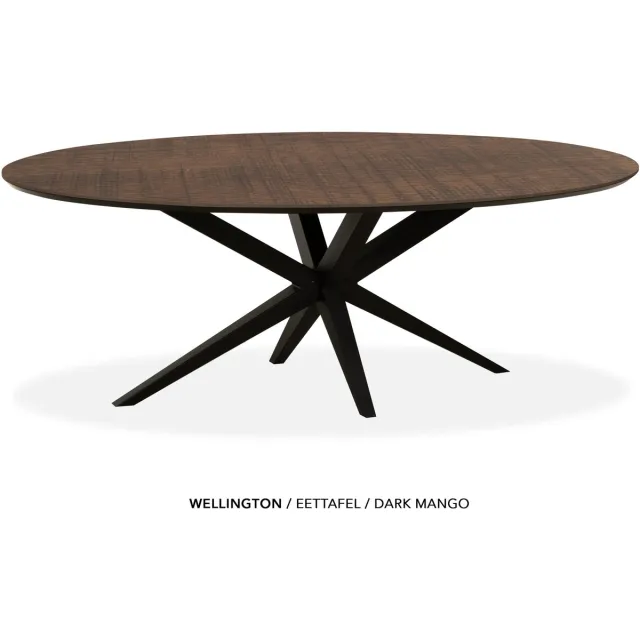 Maxfurn Ovale eettafel 200x102cm met verjongde rand | Zeer krasvast | Kleur: Dark mango