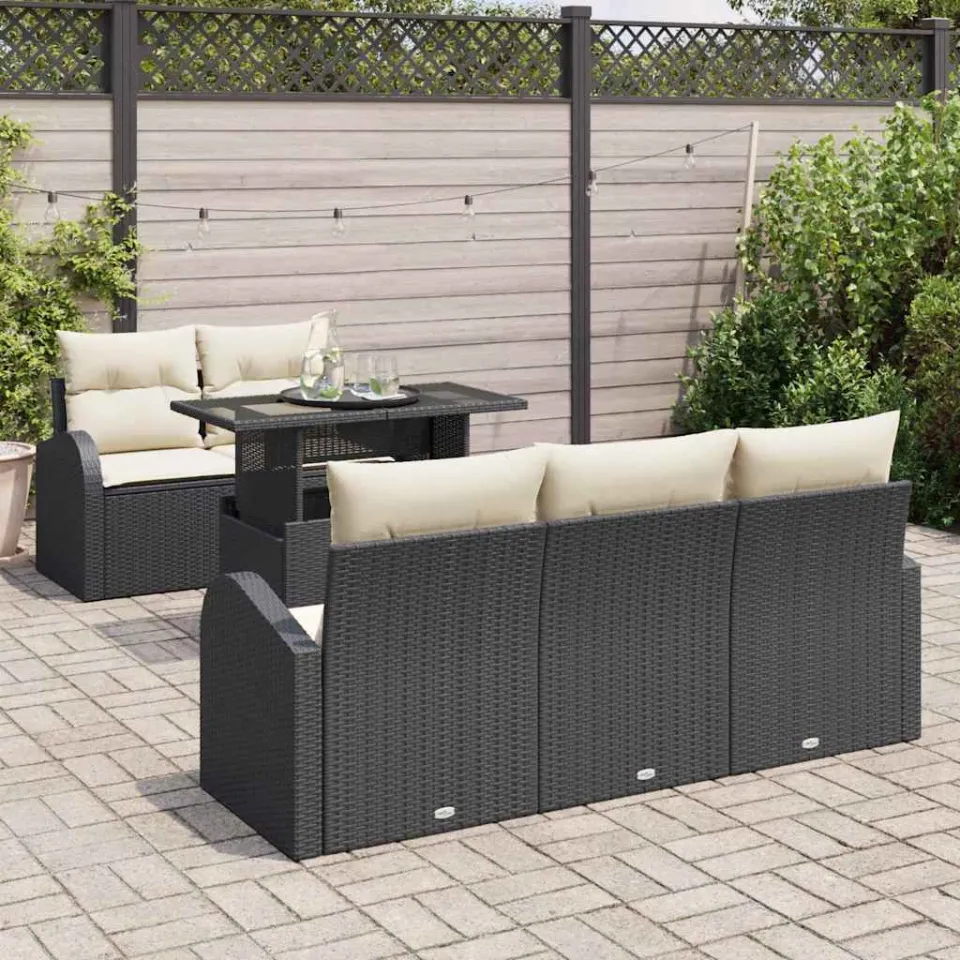 vidaXL Tuin Sofa Set 6 st Zwart poly rattan, foto 3