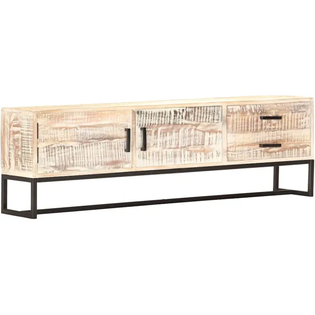 vidaXL Tv-meubel 140x30x45 cm massief acaciahout wit