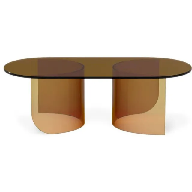 FÉST Plateau Amber ovale glazen salontafel - bruin