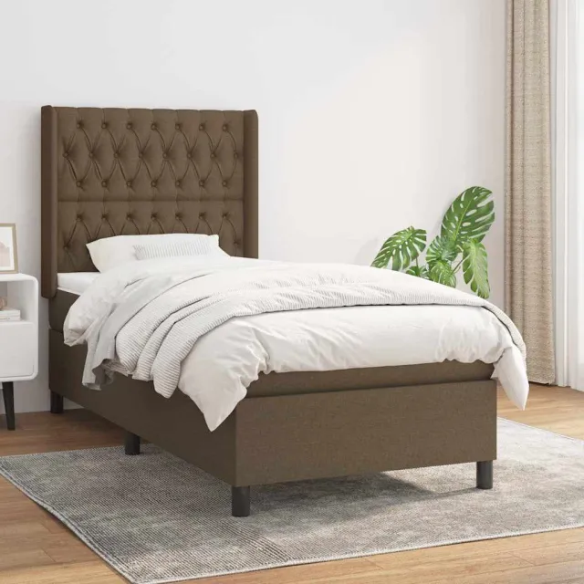 vidaXL Boxspring met matras stof donkerbruin 90x190 cm bruin