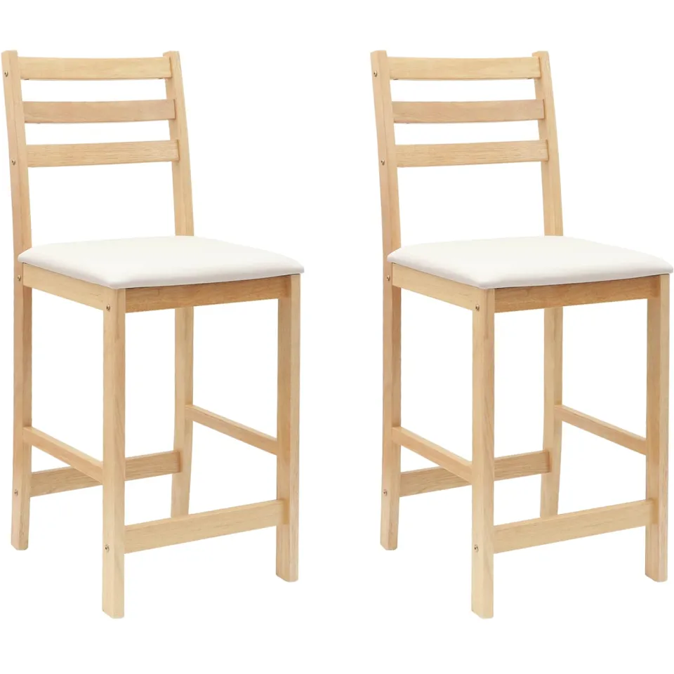 vidaXL Eettafelstoelen 2 st Massief Rubberhout Naturel Bruin