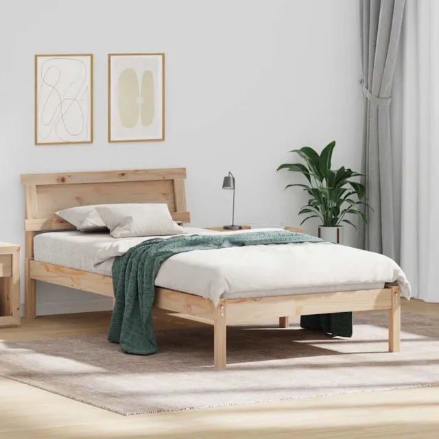 vidaXL Bedframe met hoofdeinde Bruin 100 x 200 cm Massief grenenhout