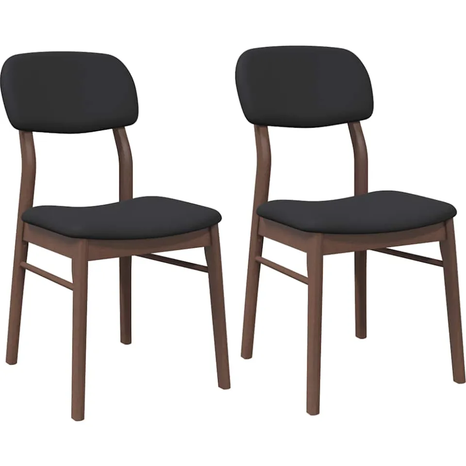 vidaXL Eetkamerstoelen met kussens 2 st massief hout rubber bruin