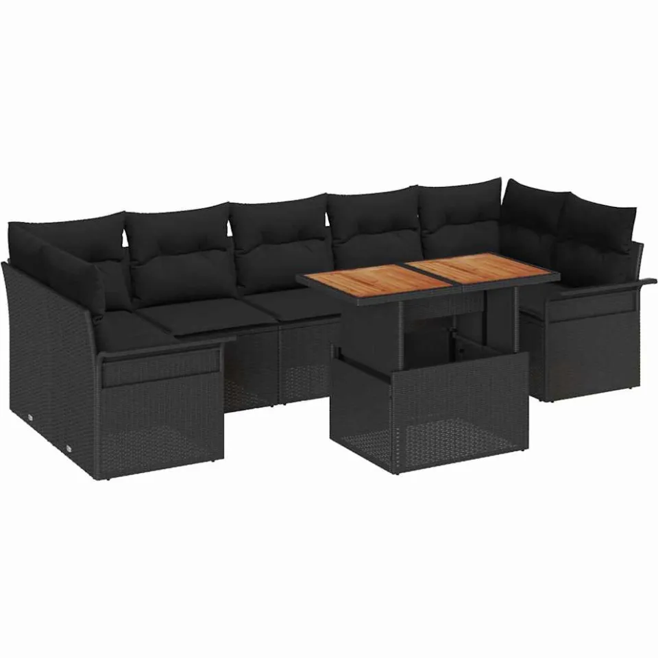 vidaXL Tuin Sofa Set 8 st Zwart Poly riet