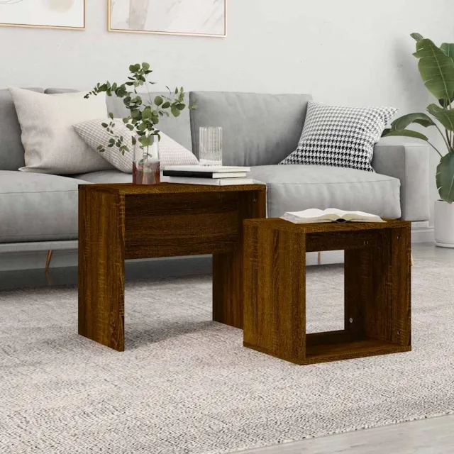 vidaXL 2-delige Tafeltjesset bewerkt hout bruin eikenkleur, foto 2