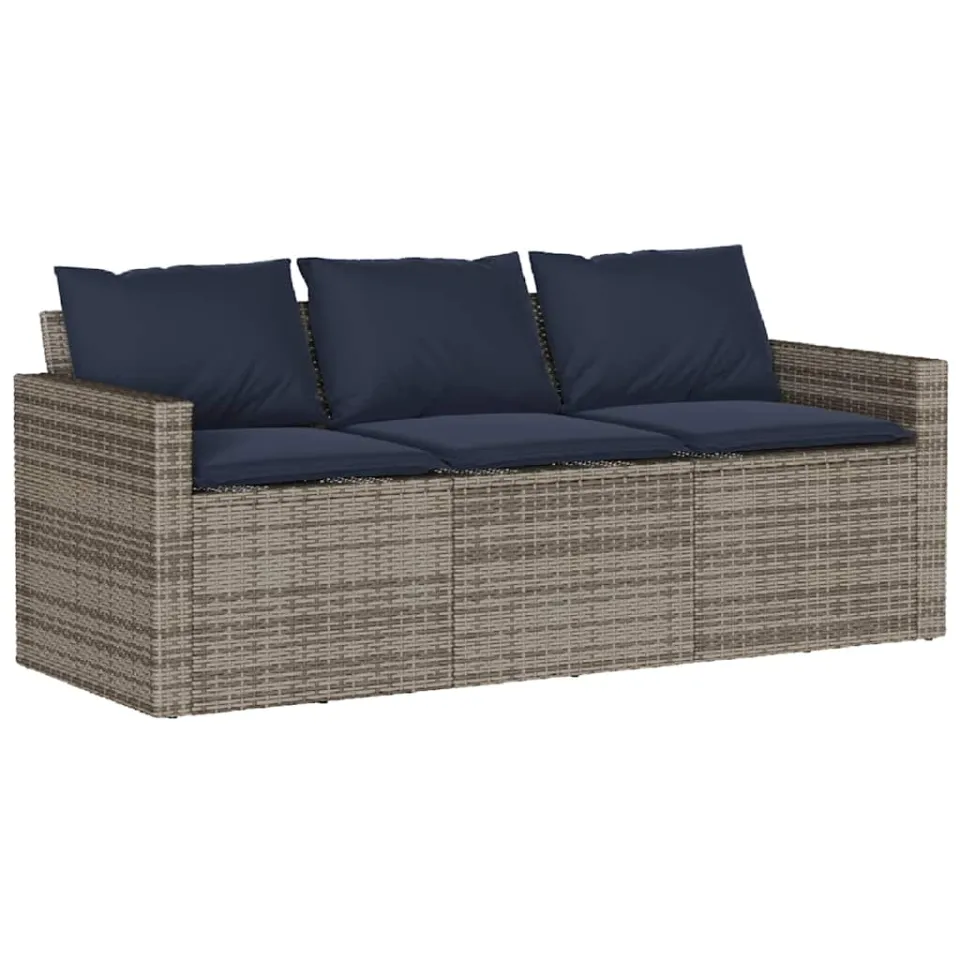 vidaXL 2-delige Tuinset met kussens poly rattan grijs