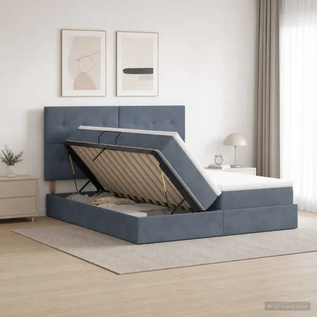vidaXL Opslag bed met hoofdeinde Donkergrijs 200 x 200 cm Fluweel