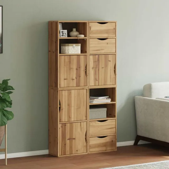 vidaXL Bijzetkasten 4 st ODDA 40x24x79 cm massief grenenhout bruin, foto 2