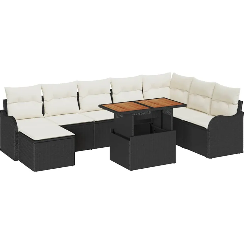 vidaXL Tuin Sofa Set 9 st Zwart Poly riet