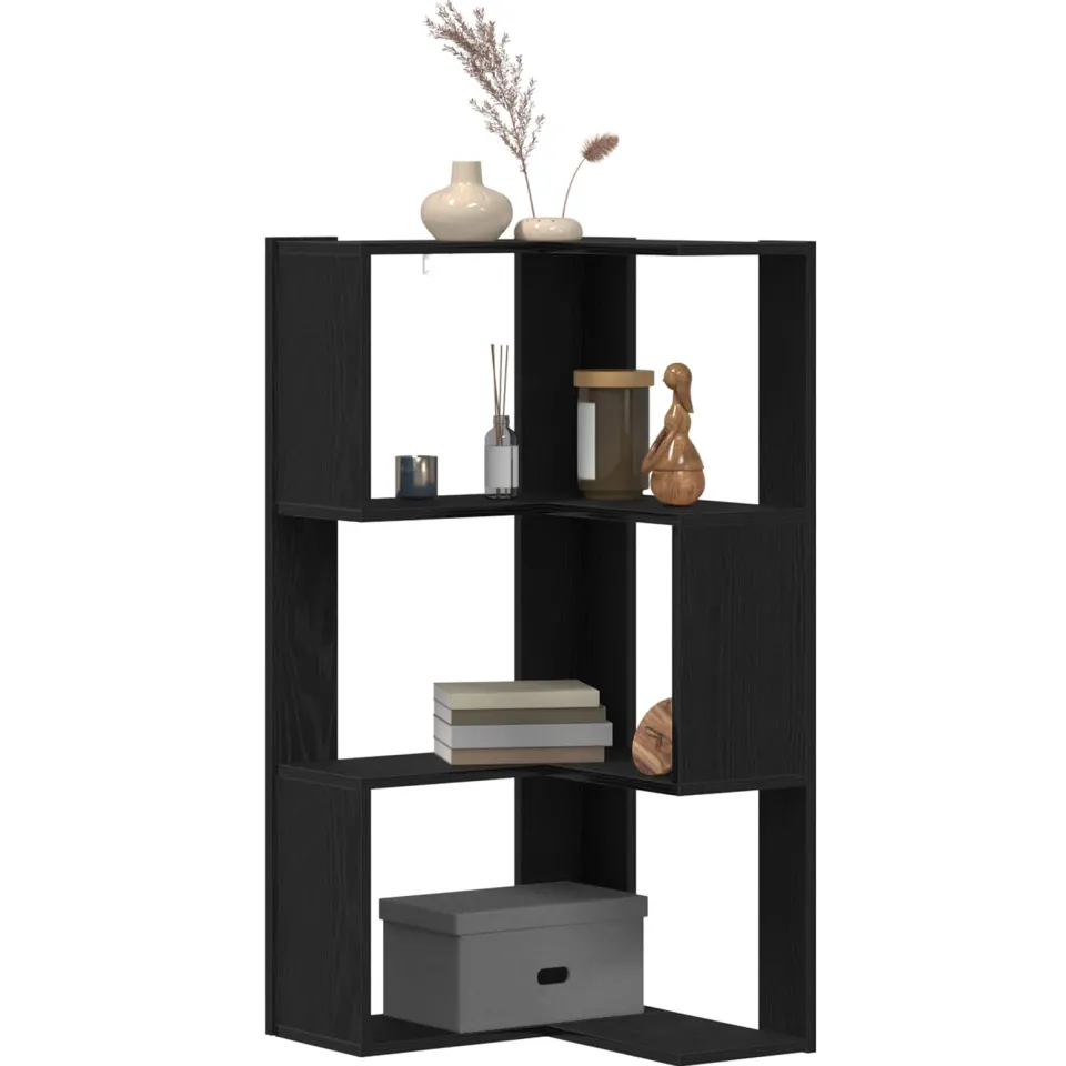 vidaXL Boekenkast 3-laags 50 x 50 x 102 cm Zwart Eiken, foto 2