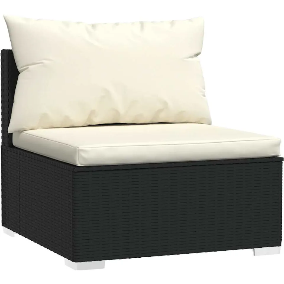 vidaXL 7-delige Loungeset met kussens poly rattan zwart