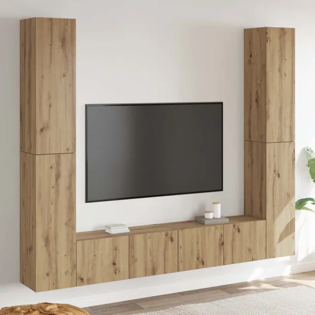 vidaXL Tv-wandkasten 6 st bewerkt hout artisanaal eikenkleurig, foto 2