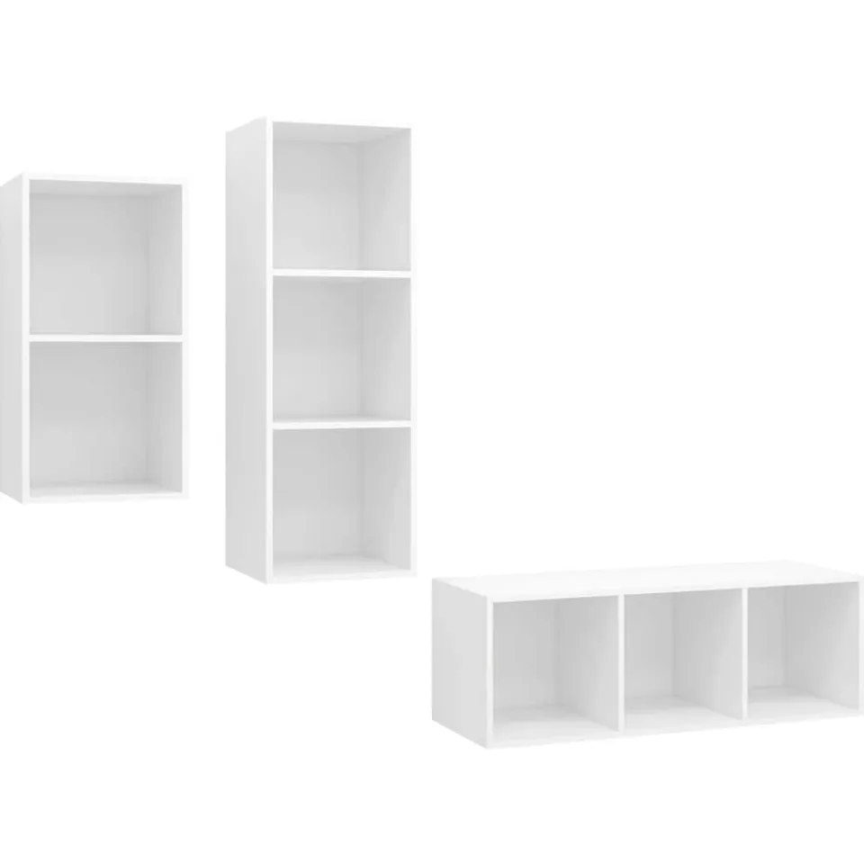 vidaXL 3-delige Tv-meubelset bewerkt hout wit, foto 3