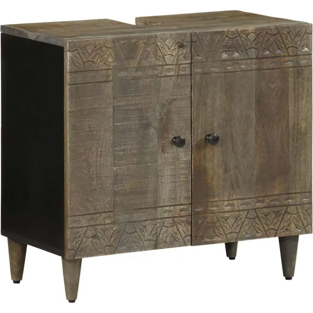 vidaXL Wastafelkast 62x33x58 cm massief mangohout Zwart