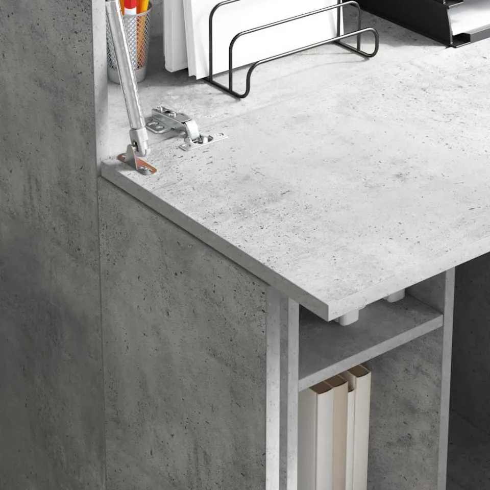 vidaXL Bureau Beton Grijs 71,5 x 31,5 x 106,5 cm Bewerkt hout, foto 4