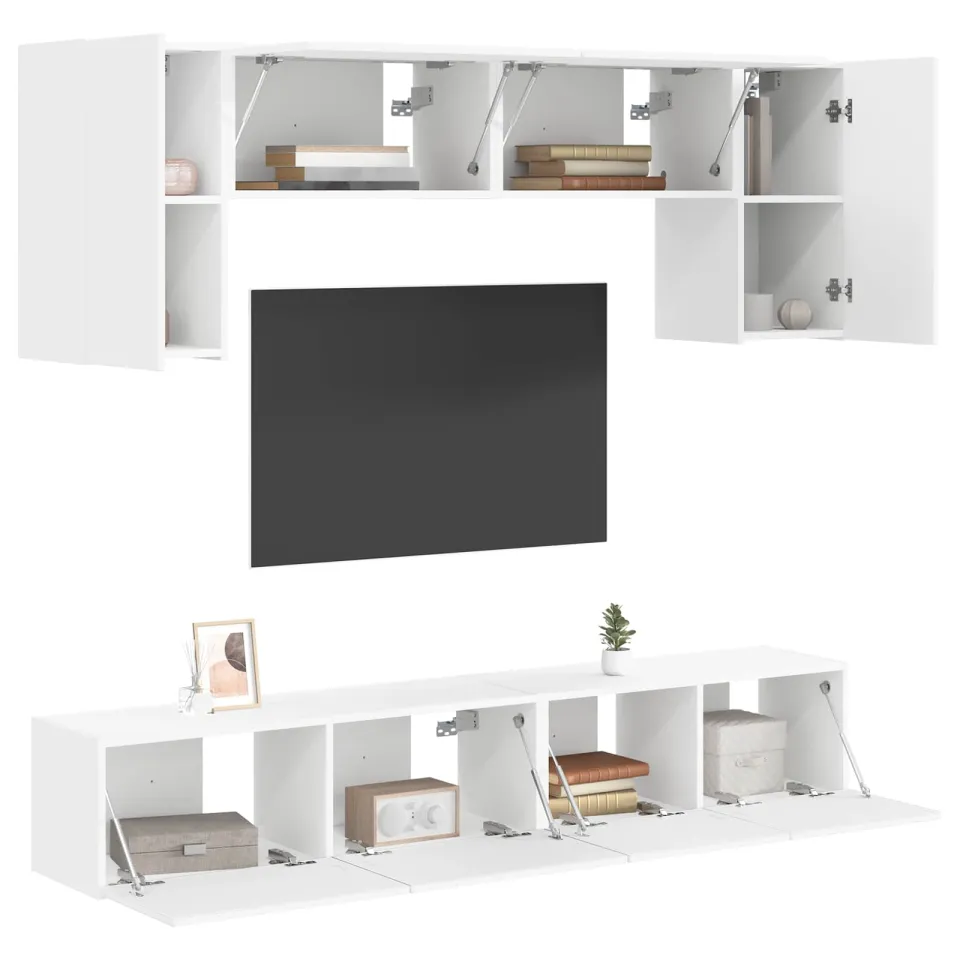vidaXL Tv-meubelset 4 st Wit Bewerkt hout, foto 3