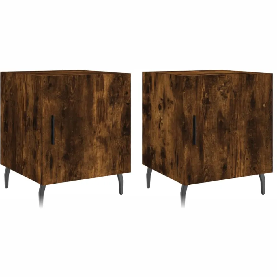 vidaXL Nachtkastjes 2 st 40x40x50 cm bewerkt hout gerookt eikenkleurig, foto 3