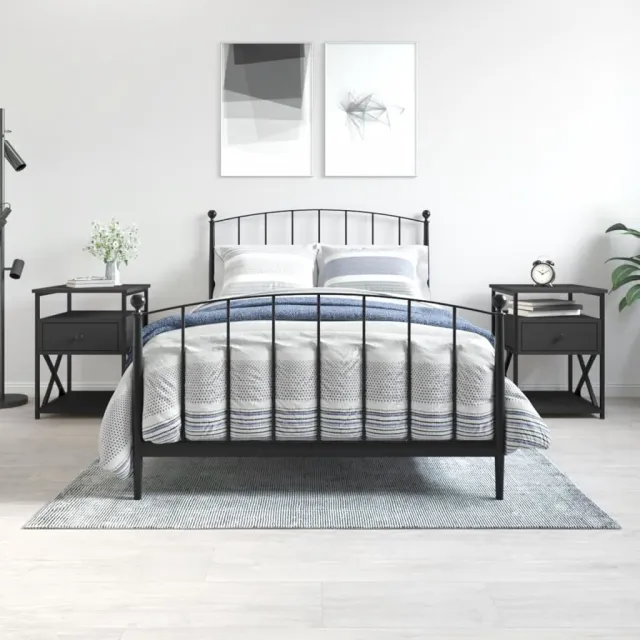 vidaXL Nachtkastjes 2 st 40x42x55 cm bewerkt hout zwart, foto 2