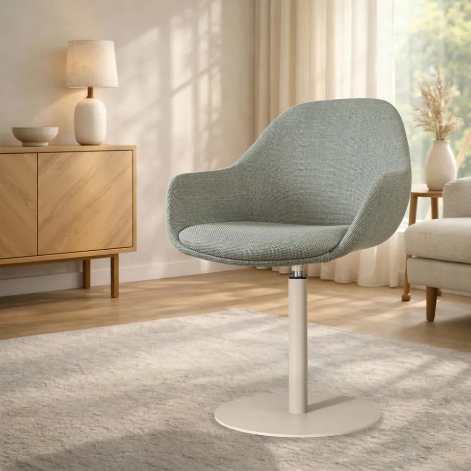 Nolon Niva-Mae draaibare tulp eetkamerstoel saliegroen - beige onderstel, foto 2
