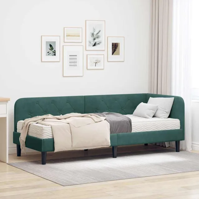 vidaXL Hoekbedframe Donkergroen 80 x 200 cm Fluweel