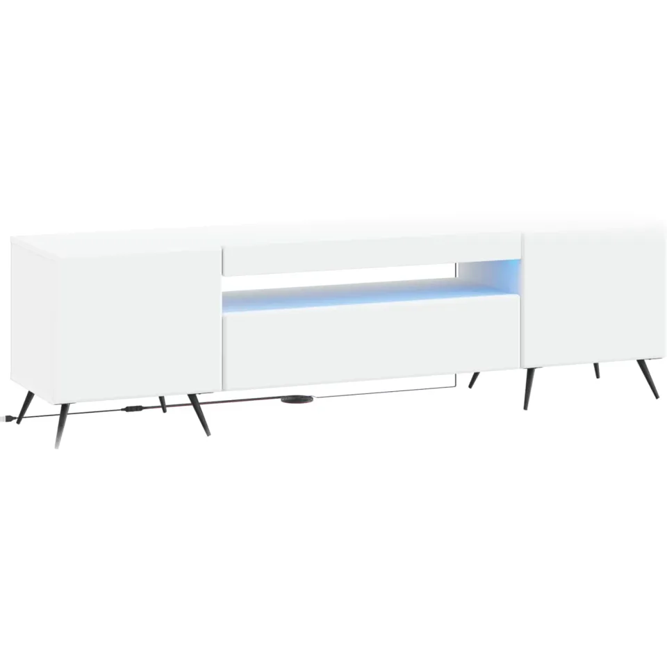 vidaXL LED tv-meubel Wit Bewerkt hout, foto 3