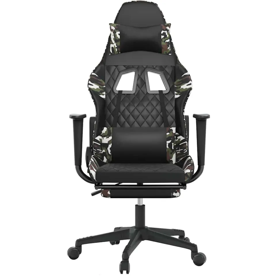 vidaXL Massage gamestoel met voetensteun kunstleer zwart en camouflage, foto 4