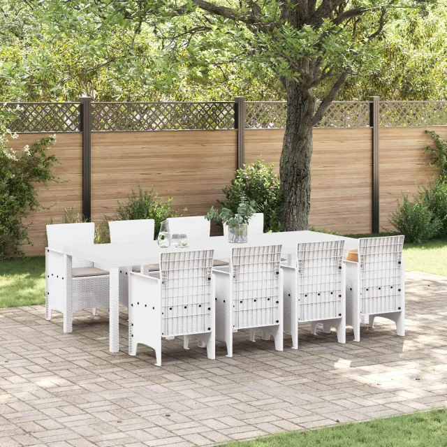 vidaXL Tuin Eetset 9 st Lichtgrijs Polypropyleen