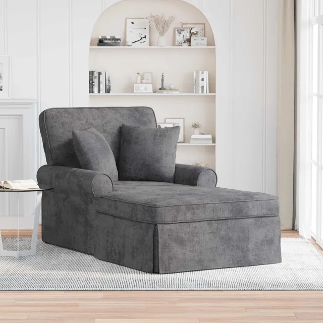 vidaXL Chaise Lounge met Rok Donkergrijs 157 x 91 x 91 cm ARES, foto 2