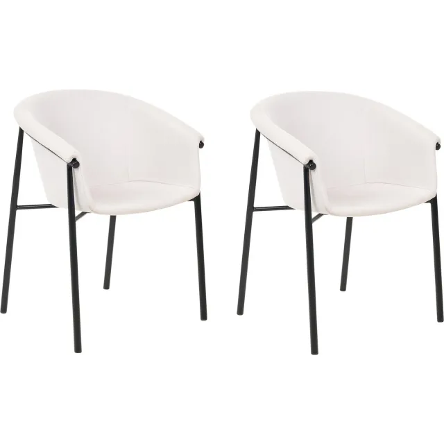 Beliani AMES - Eetkamerstoel set van 2 - Lichtbeige - Polyester