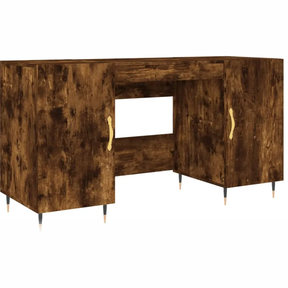 vidaXL Bureau 140x50x75 cm bewerkt hout gerookt eikenkleurig, foto 3
