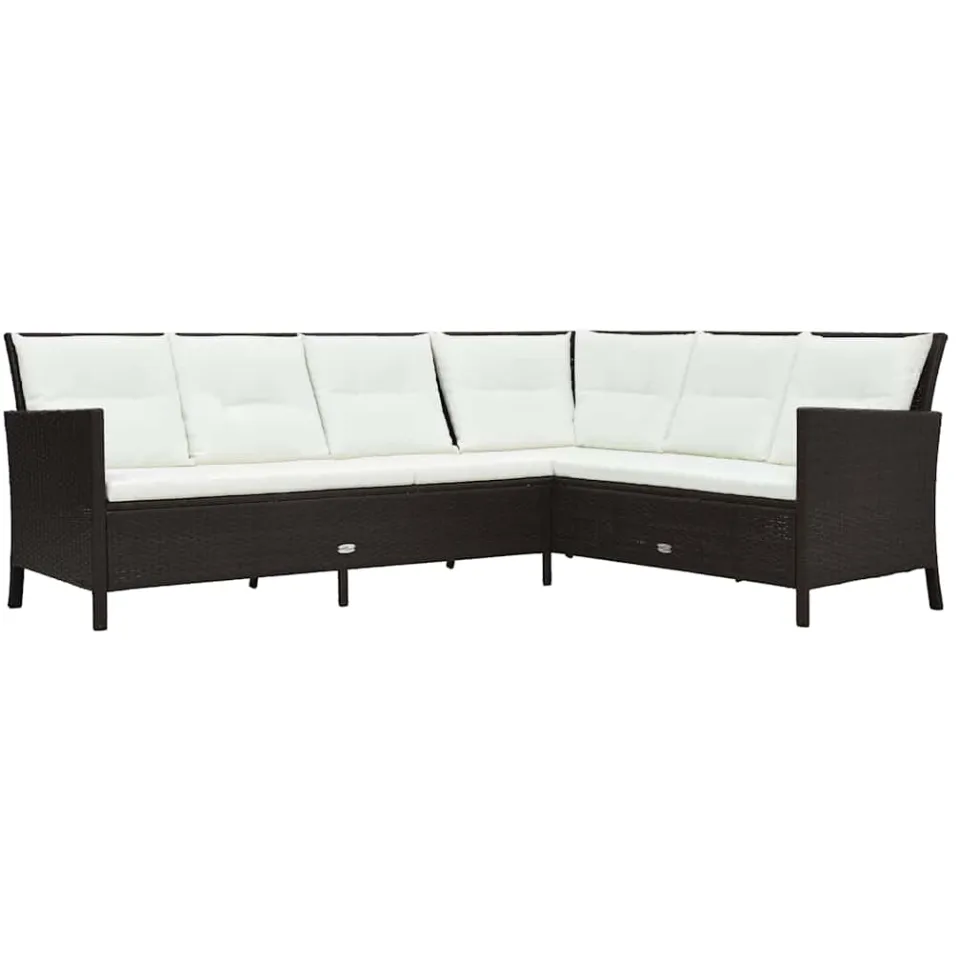 vidaXL 3-delige Loungeset met kussens poly rattan bruin, foto 2
