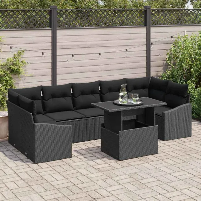 vidaXL Tuin Sofa Set 8 st Zwart poly rattan, foto 2