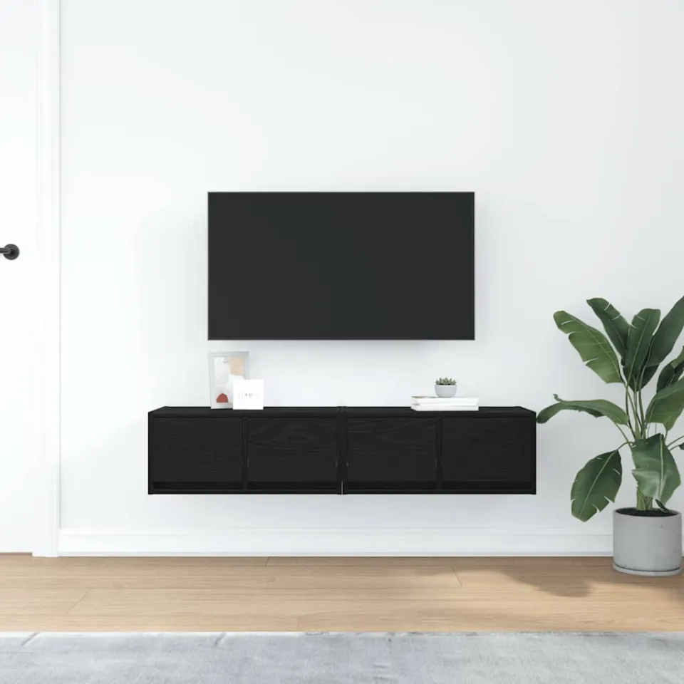 vidaXL Tv-kasten 60x31x25,5 cm spaanplaat zwart eikenkleurig, foto 4