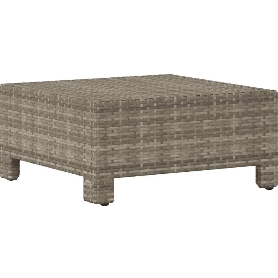 vidaXL Tuinvoetenbank met kussen grijs poly rattan