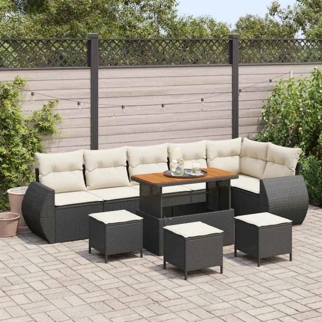 vidaXL Tuinbankenset 10 st Zwart poly rattan