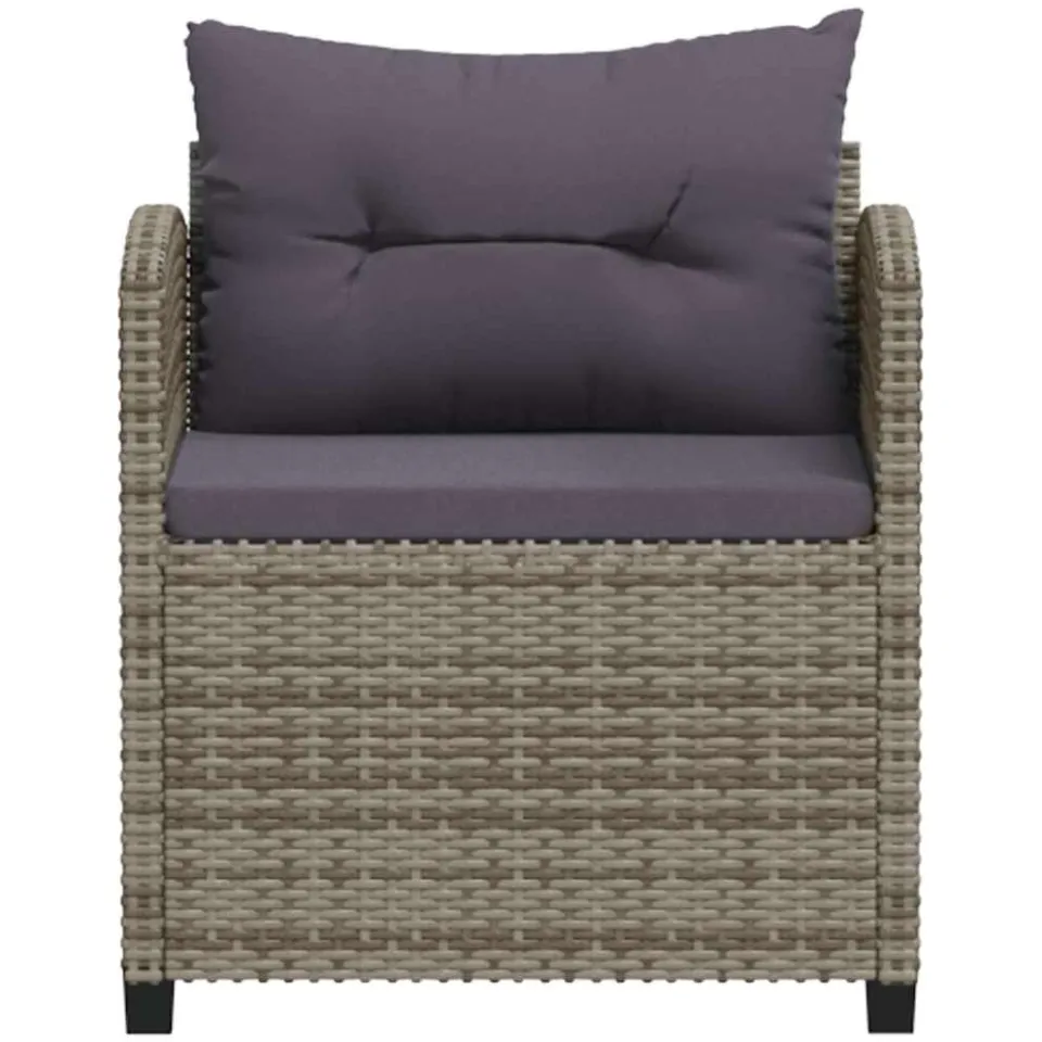 vidaXL 7-delige Loungeset met kussens poly rattan grijs, foto 4