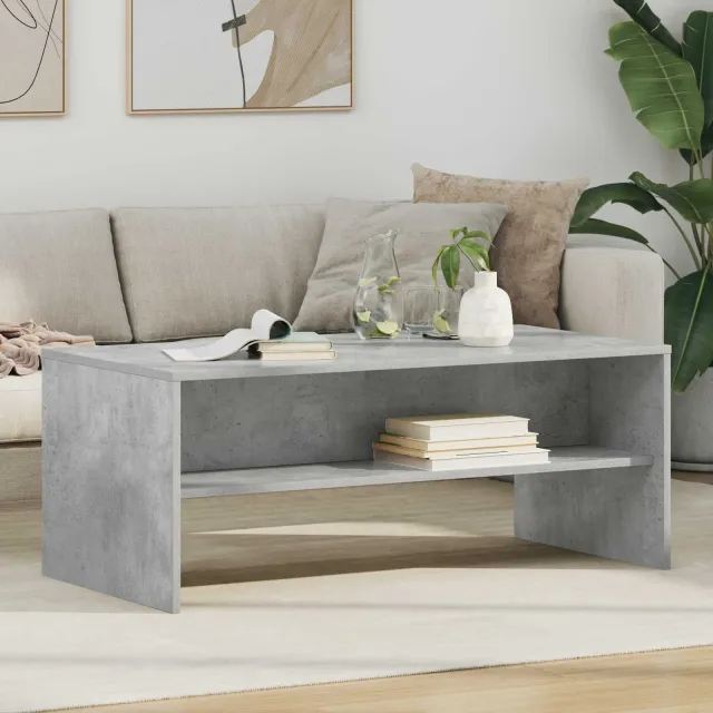vidaXL Salontafel Beton Grijs 100 x 50 x 40 cm Bewerkt hout, foto 2