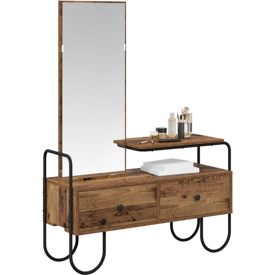 vidaXL Plafondtafel met lade Oud hout 100 x 36,5 x 136 cm Bewerkt hout Bruin