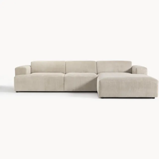 Westwing Collection Corduroy hoekbank Melva (4-zits) Beige