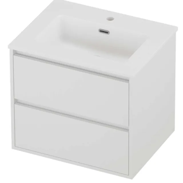 Proline Tribute Badmeubelset Porselein Elegant 1 Kraangat Greeploos 60x46x54 cm Mat Wit Mat White