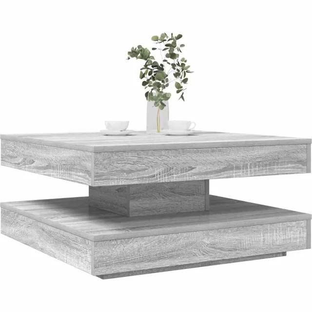 vidaXL Salontafel 360 graden draaibaar 70x70x34,5cm grijs sonoma eiken
