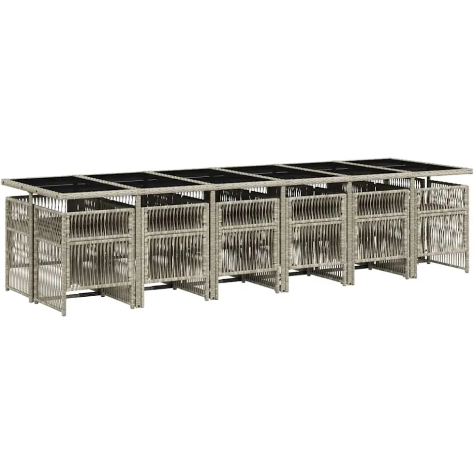 vidaXL 13-delige Tuinset met kussens poly rattan lichtgrijs