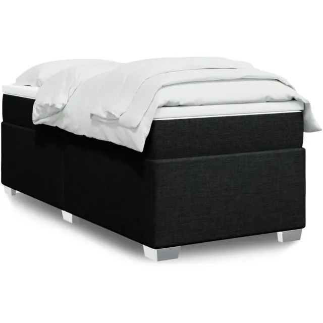 vidaXL Boxspring met matras stof zwart 80x200 cm