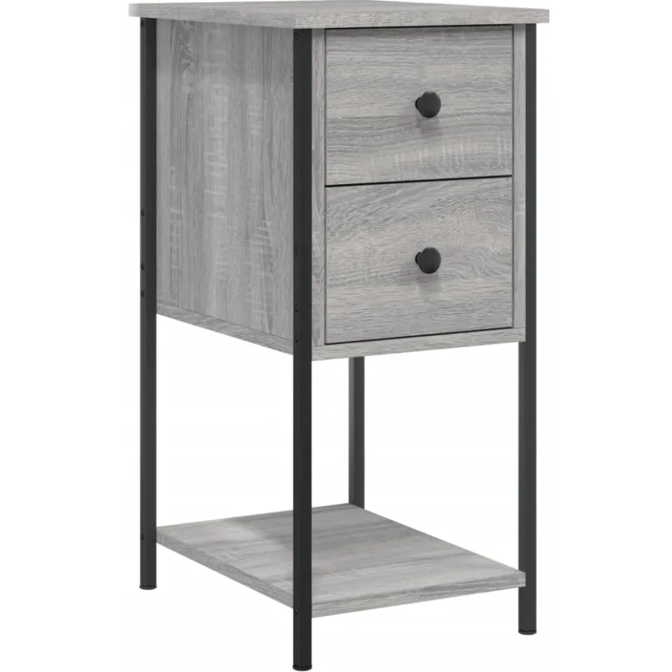 vidaXL Nachtkastjes 2 st 32x42x70 cm bewerkt hout grijs sonoma eiken