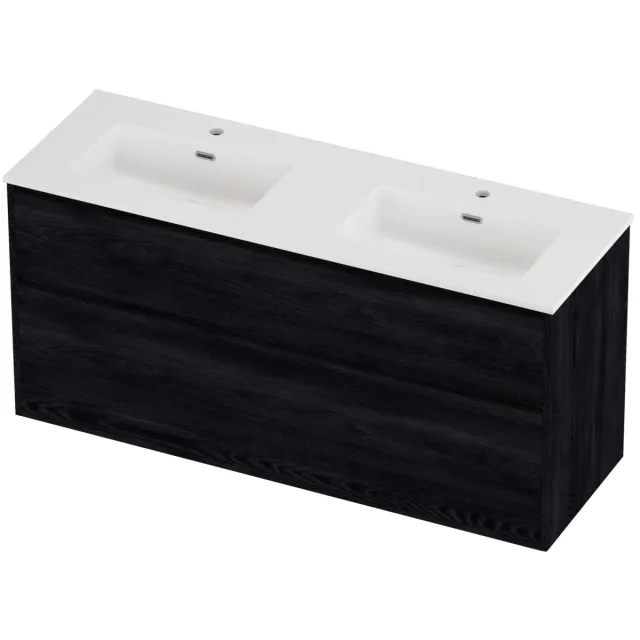 Proline Tribute Badmeubelset Porselein Elegant 2 Gaten 140x46x67 cm Mat White Black Oak Eiken