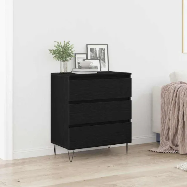 vidaXL Dressoir Zwart Eiken 60 x 35 x 70 cm Bewerkt hout, foto 2