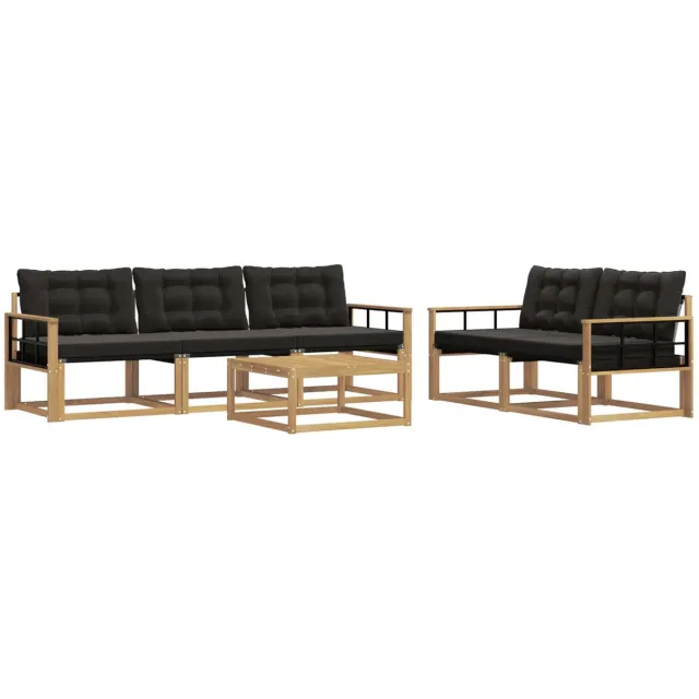 vidaXL Buiten - bank - set - 6 - st - Wit - en - zwart Wit en zwart