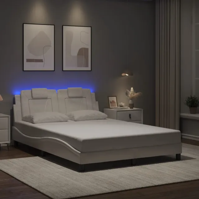 vidaXL Bedframe "Viana" met LED zonder matras wit 140x190 cm