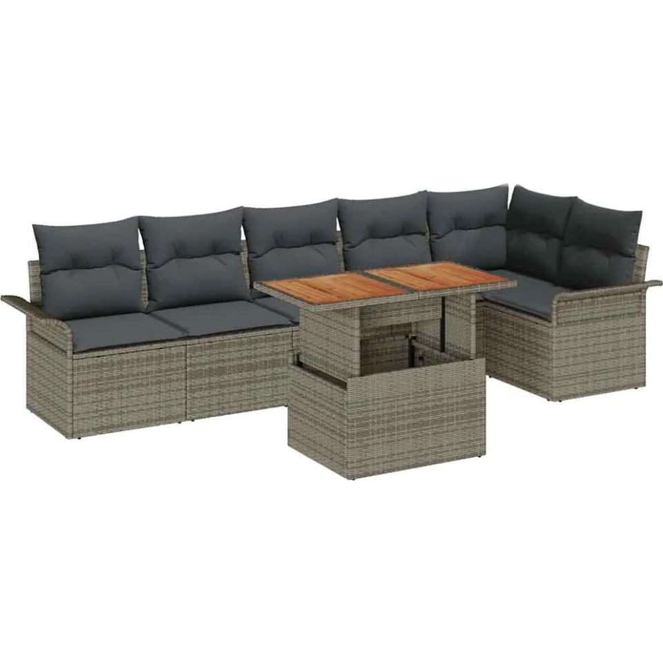 vidaXL Tuin Sofa Set 7 st Grijs Poly riet